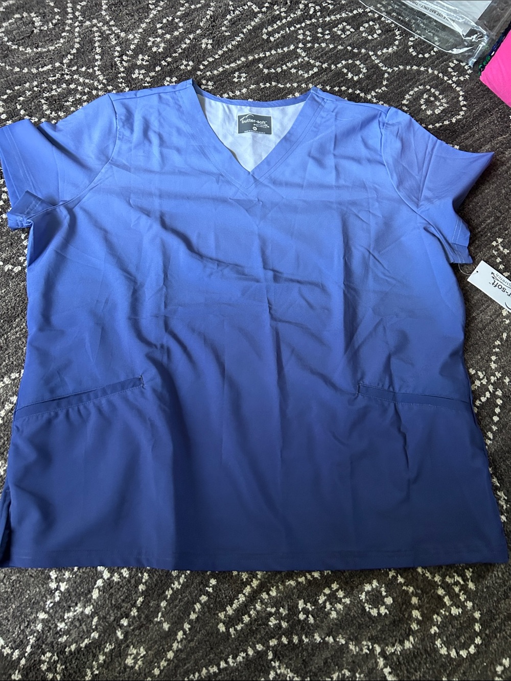 Butter Soft Lavender-Blue V-Neck Scrub Top